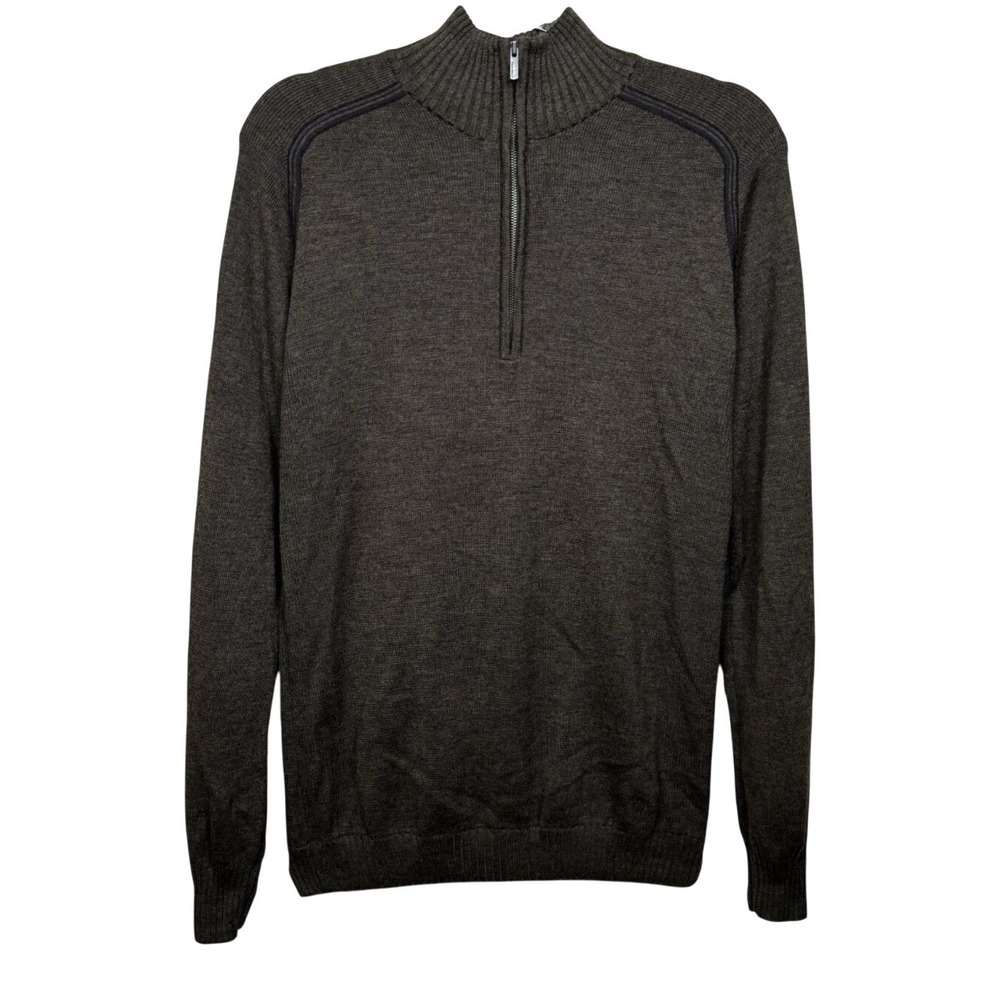 Smartwool Sweater Mens 100% Merino Wool Quarter Zip Brown‎ Mock Neck Size Medium
